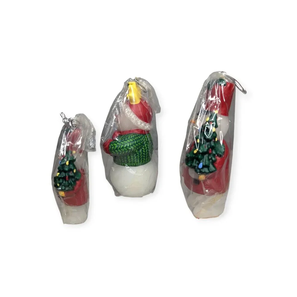 The White Barn Candle Co Snowmen Figural Candles Set of 3 Unopened